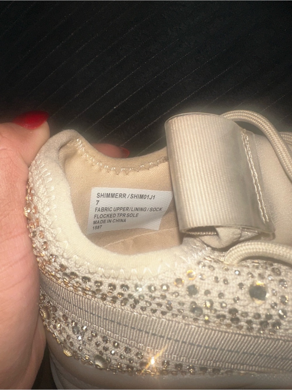 Steve Madden Ivory Sparkle Sneaker with Bow and Rhinestones
